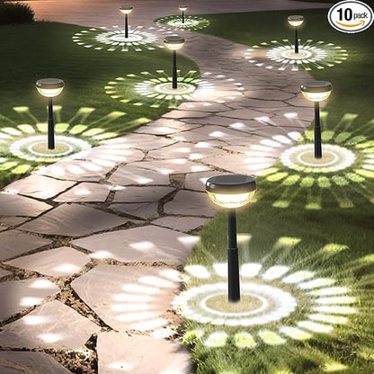 Ensenior 10-Pack Solar Lights Outdoor, Auto ON/Off 3000K LED Solar Garden Lights for Pathway, Yard, Patio, Walkway, Flower Bed, Halloween Christmas Landscape Lighting, IP65 Waterproof, Flag Lights