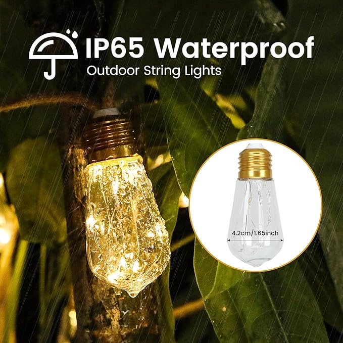 2Pack Solar Outdoor String Lights 24FT Vintage Rope Hemp Solar Lights with 20 Shatterproof Bulbs,8 Modes Solar | Lumora