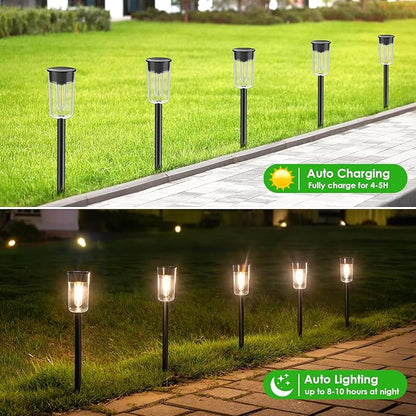 2 Pack Solar Lights with Plant Stand + 8 Pack Solar Pathway Lights Outdoor