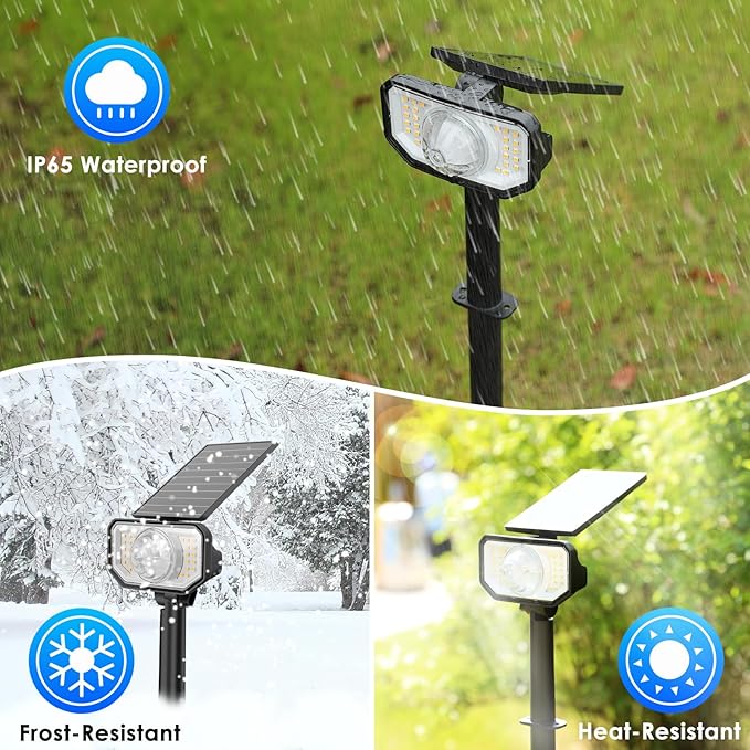Energetic RGB Solar Spotlights Outdoor, Waterproof Pathway Lights, 26 LEDs Landscape Spotlights, Colorful LED Solar Lights for Outside, 9 Lighting Modes Garden Lighting, 6 Pack