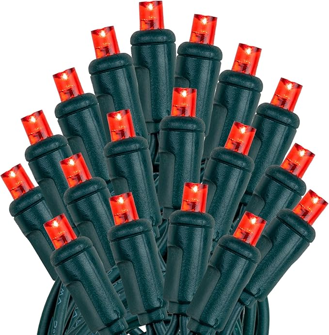 Novelty Lights 25 Feet 50 LED True Twinkle Red Outdoor Christmas String, 100% Twinkle 5mm LED Lights on Green Wire | Lumora