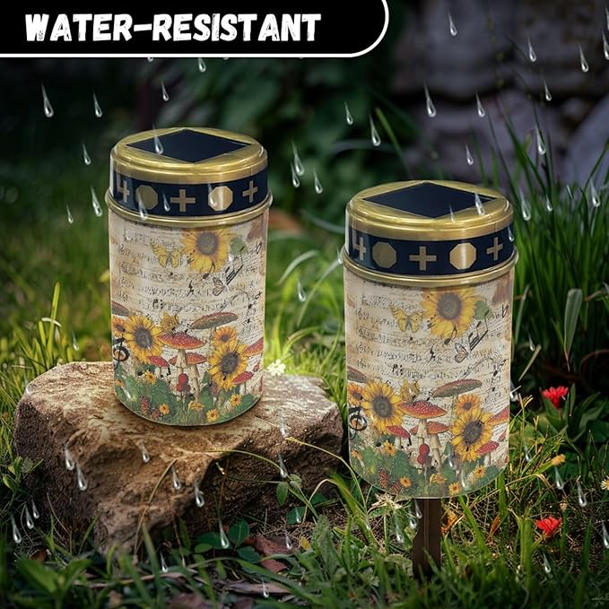 Solar Garden Stake Lights Outdoor Waterproof Cemetery Lights Sunflower Mushroom LED Lantern Cemetery Decorations | Lumora