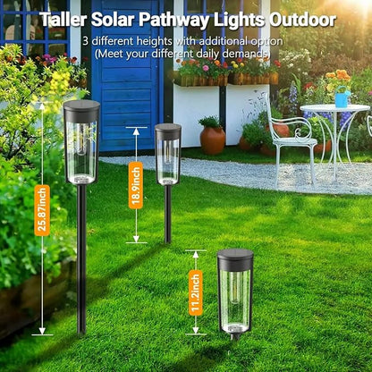 Solar Pathway Lights Outdoor 4 Pack, Bright Solar Path Lights Outside Waterproof, Walkway Light Solar Powered Landscape Lights for Driveway Lawn Patio Sidewalk Yard (4 Pack, Round)