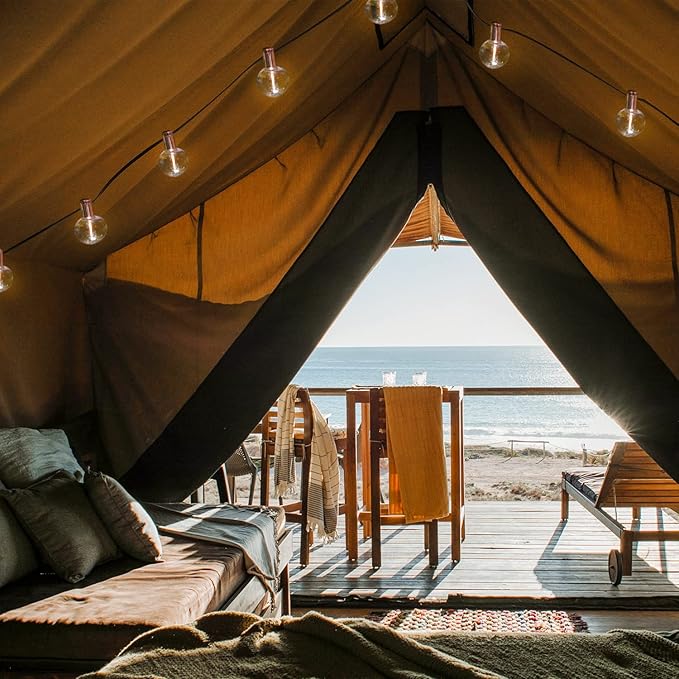 L.A. NOVA String Lights Indoor, 2pack, G50 with 20 Shatterproof Bulbs LED Vintage 24Ft*2 Lights for Bedroom Decor, Pluggable Filament, Transformer Extension, Dimmer…