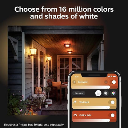 Philips Hue Econic Up Outdoor Smart Wall Light, Black - E26 White and Color Ambiance LED Color-Changing Bulb - 1 Pack - Requires Hue Bridge - Control with Hue App and Voice - Weatherproof