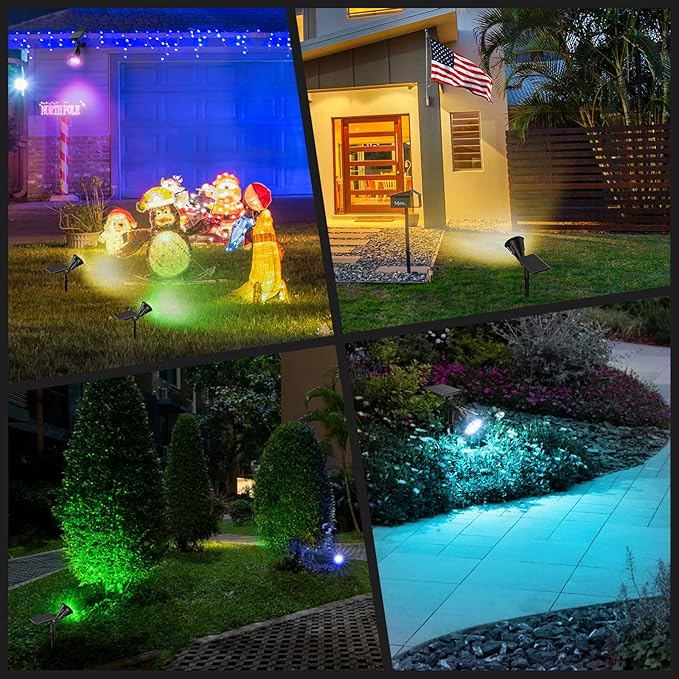 Solar Color Spot Lights Outdoor, 21 LEDs Color Changing Outdoor Lights, IP67 Waterproof RGB Multicolor Yard Solar | Lumora