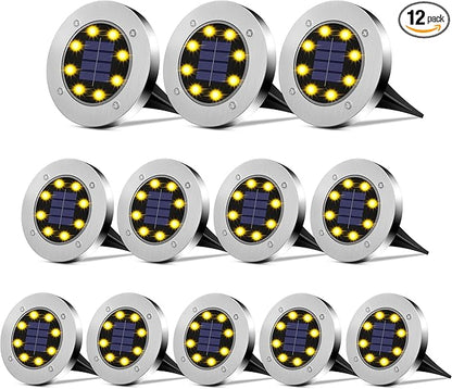 Solar Lights Outdoor Waterproof 12Pack, Solar Garden Lights Pathway Light Bright In-Ground Light Landscape Lighting Outdoor Garden Decor for Yard, Patio, Driveway, Walkway Warm Light