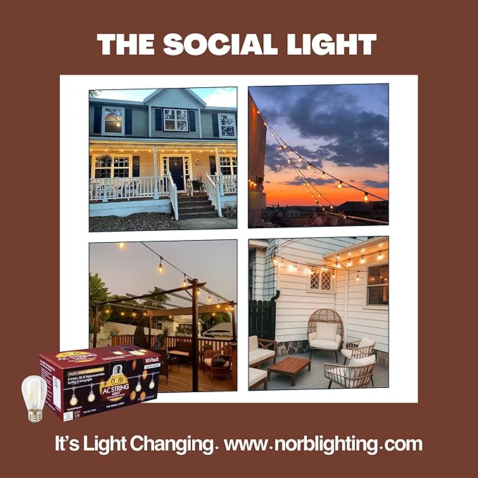 Norb NorbSTRING 2W AC LED Replacement Bulbs for Plug-in String Lights - Warm Candlelight Glow, E26 Standard Base | Lumora