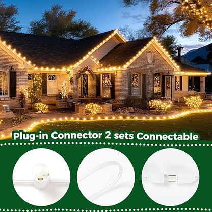 Minetom C9 Christmas String Lights Outdoor 50ft Vintage Christmas Tree Lights for Indoor Outdoor Roofline Patio Room Holiday Party Backyard Xmas Decoration, White Wire, 50+2 Bulbs
