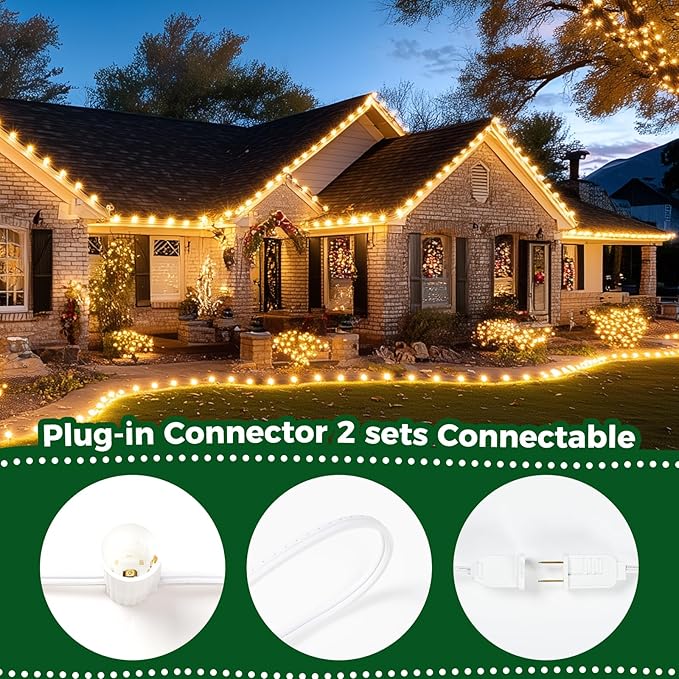 Vintage C9 Warm White Christmas Lights Outdoor, 100 FT C9 String Lights for Christmas Decorations Holiday Party Indoor Room Outdoor Roofline Backyard Garden Patio Cafe Home Decoration, E17 Base