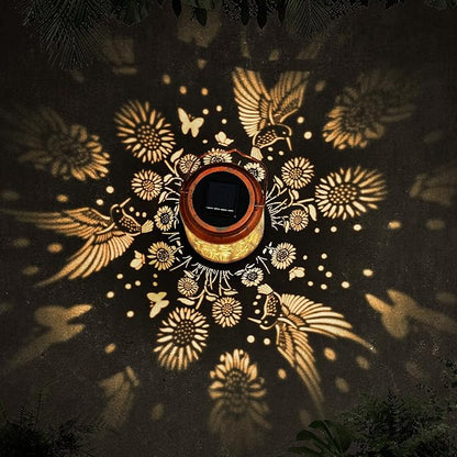 Sunflower Solar Lanterns Outdoor,Hummingbird Gifts Metal Hanging Lights,Waterproof LED Solar Lights for Garden,Yard,Patio Pathway Lawn Decor,Birthday Gifts for Women, Mom, Grandma-with S-Hook