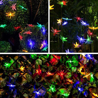 JMEXSUSS Solar String Lights Outdoor Waterproof, Solar Christmas Lights for Garden Patio Yard Tree Party Christmas Decorations, Dragonfly