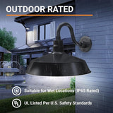17in. Satin Black Outdoor Gooseneck Barn Light Fixture With 10in. Long Extension Arm - Wall Sconce Farmhouse | Lumora