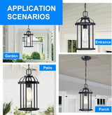 Outdoor Pendant Light,Modern Hanging Porch Light,Black Exterior Pendant Lighting Fixture, Outdoor Chandelier for | Lumora