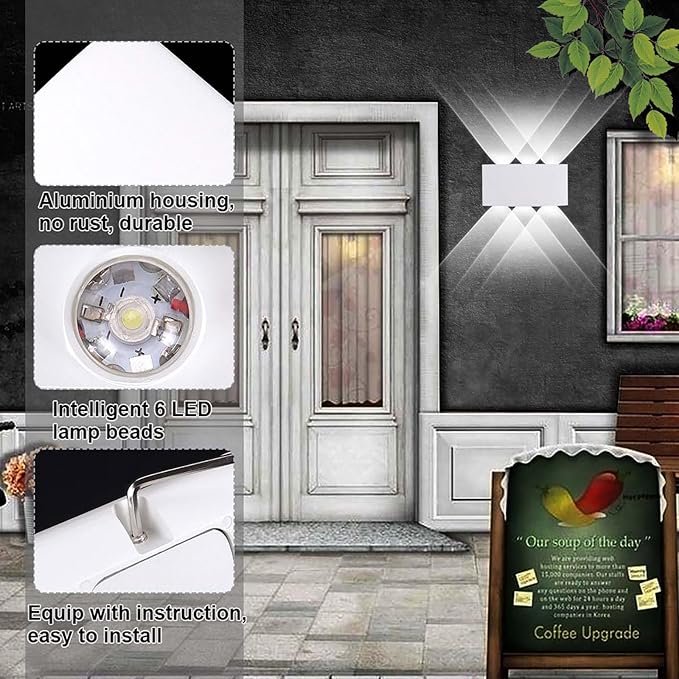 Kawell 6W Waterproof Modern Wall Sconces LED Wall Light Up Down Aluminum Wall Lamp LED Indoor Outdoor for Bathroom | Lumora