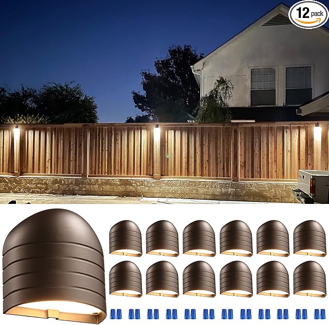 LEONLITE 12-Pack Update 5CCT Low Voltage LED Deck Lights, 250LM Ultra Bright Fence Down Light, 12-24V AC/DC Anti Glare Step Railing Light, CRI90, 1800K/2700K/3000K/4000K/5000K, IP65, Oil Rubbed Bronze