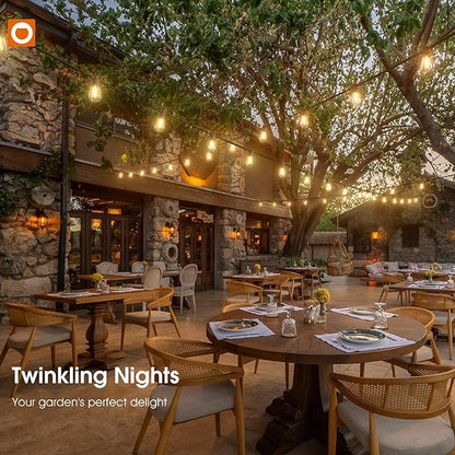 addlon 50FT Outdoor String Lights LED Waterproof Patio Lights with 27 Edison Dimmable Bulbs Shatterproof Commercial Grade Hanging for Outside Cafe Bistro Garden Balcony Porch Yard Deck Gazebo