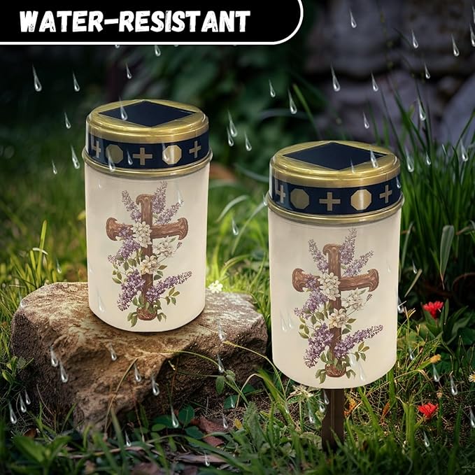 Solar Lights Outdoor Grave Crosses for Cemetery,Solar Garden Stake Lights Outdoor Powered Landscape Lighting Warm | Lumora