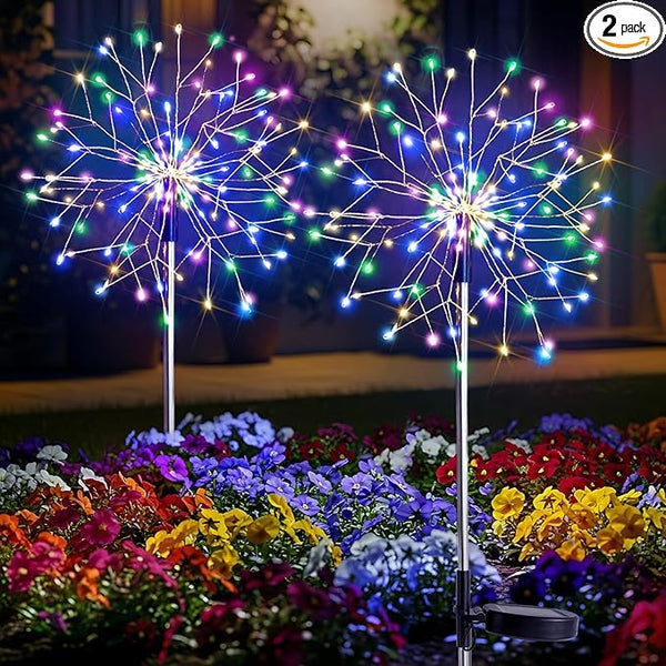 suddus Solar Garden Lights Outdoor Waterproof Decorative, 2Pack 150LED Firework Lights 8 Modes, Multicolor Solar | Lumora
