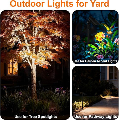 Mini Landscape Spotlights Low Voltage, 16'' Tall Pole, 5CCT 5W 12V LED Landscape Spot Lights Wired for Outdoor House Yard Palm Tree Pathway Path Sidewalk, 60° Beam Angle, Black, 6PK