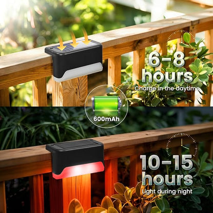 SOLPEX Solar Deck Lights Outdoor, Solar Fence Lights Waterproof LED Step Light for Outside,Patio,Stair,Garden,Yard,Railing,Front Porch, Balcony Decor(16 Pack RGB)