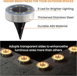 Siatom Stainless Steel Solar Ground Lights 8 Pack, IP68 Waterproof Solar In-Ground Light for Outdoor, Flat | Lumora