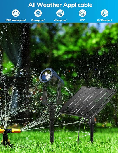 Zyan Solar Landscape Spotlights, Separate Monocrystalline Panels & USB-C Powered 16200mAh All-Night Auto On Off Dusk to Dawn, Outdoor IP65 Waterproof, Warm White for Yard Pathway Patio (12 Pack)