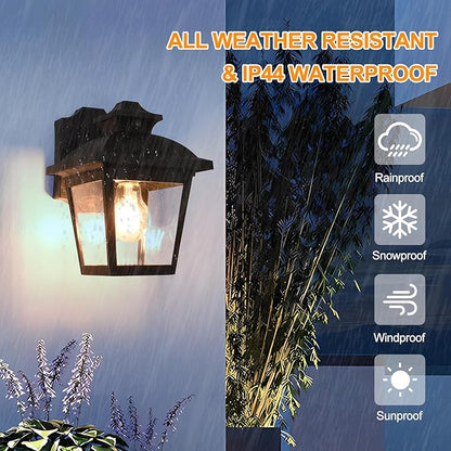 FUDESY Dusk to Dawn Outdoor Wall Lantern, Exterior Sensor Porch Light Wall Mount with LED Bulb, Waterproof Anti-Rust Wall Sconce Lighting , Black Outside Light Fixtures for Hose, Front Door, Garage
