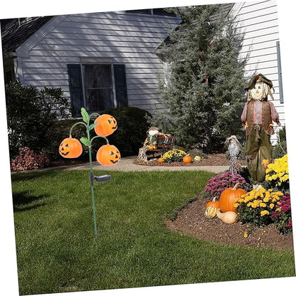 DOITOOL Ground Pumpkin LED Light Outdoor Halloween Lawn Lamp Plastic Garden Solar Lamp for Pathway Courtyard Decoration