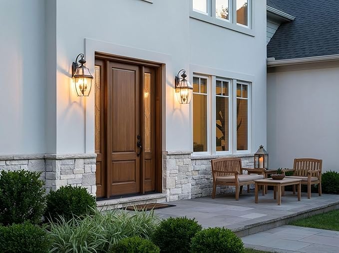 Quoizel Newbury Outdoor Wall Lantern, 20 Inch 2-Light Medici Bronze Wall Sconce, French Country Exterior Wall | Lumora