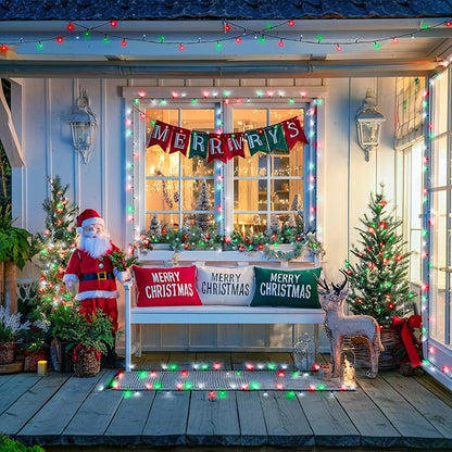 JMEXSUSS 400 LED Red White and Green Christmas Lights, 132ft Christmas Tree Lights with Remote, Outdoor Indoor String Light Plug in for Tree Patio House Yard Bush Decor