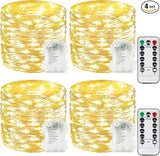 4 Pack Christmas Fairy Lights Battery Operated with Remote, Each 33FT 100LED Waterproof Twinkle Lights with Timer | Lumora