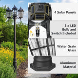 Emliviar 82.7" 3-Head Outdoor Solar Lamp Street Lights, Dusk to Dawn Post Lighting for Driveway Garden, LED | Lumora