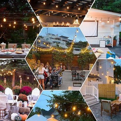 GANA 12V Low Voltage & Safe LED Outdoor String Lights,75FT 24 Shatterproof Bulbs, 2200K Warm White Pergola Lights for Your House's, Garden, Fence, Porch,Balcony,and Bistro（75FT）