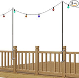 2 Pack 6.5 FT Stainless Steel String Lights Pole Bracket/Holder for Deck Railing Wood Posts, Black | Lumora