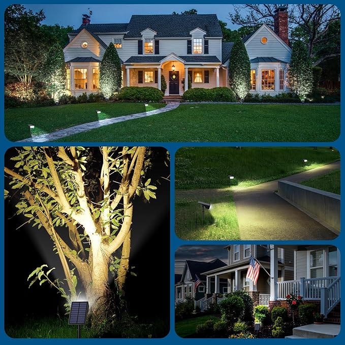 Solar Lights Outdoor Waterproof, Solar Spot Lights- 2 Pack/4 Mode LED Spotlights 2-in-1 Auto On/Off Powered | Lumora