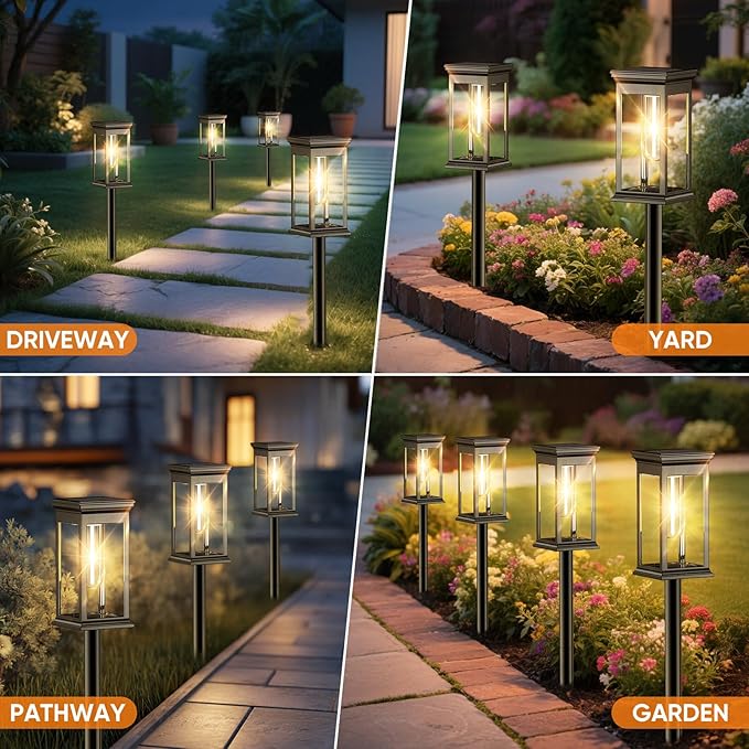 Solar Pathway Lights Outdoor Waterproof – 8 Pack Bright Solar Powered Garden Lights with Auto On/Off, IP65 LED Landscape Lighting for Walkway Patio Lawn Yard Décor