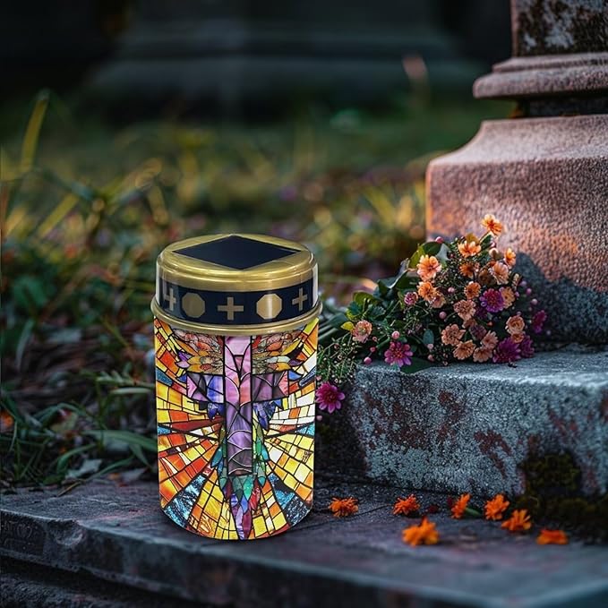 Solar Lights Outdoor Garden, Abstract Cross Waterproof Solar Powered Stake Lights, Christmas Birthday Gifts for Dad Grandma Garden Yard Gravesite Decorations