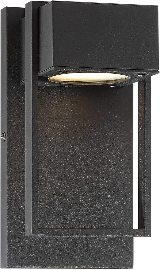 Possini Euro Design Pavel Modern Sconce Outdoor Wall Light Fixture LED Textured Black Metal 9 1/2" Crystal | Lumora