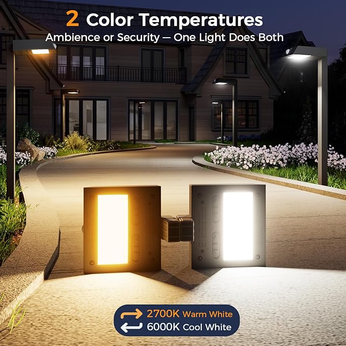 XMCOSY+ Solar Pathway Lights with Motion Sensor 6 Pack, 300LM 24H Illumination Metal Solar Lights Outdoor Waterproof, 3 Modes Landscape Lighting for Garden, Backyard, Outside, Path (Warm/Cool White)