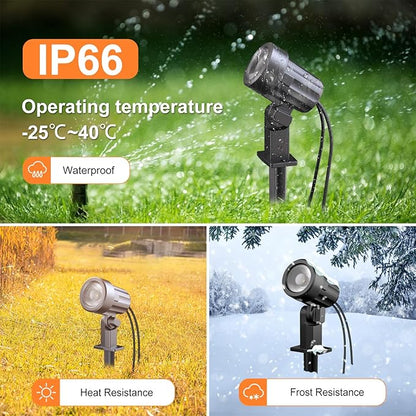 MEIKEE Solar Landscape Lights 6 in 1, 6V 6W Solar Spotlights Outdoor IP66 Waterproof 3 Brightness 2 Modes Path Lights for Pathway Landscape Garden Yard Wall (Warm White)