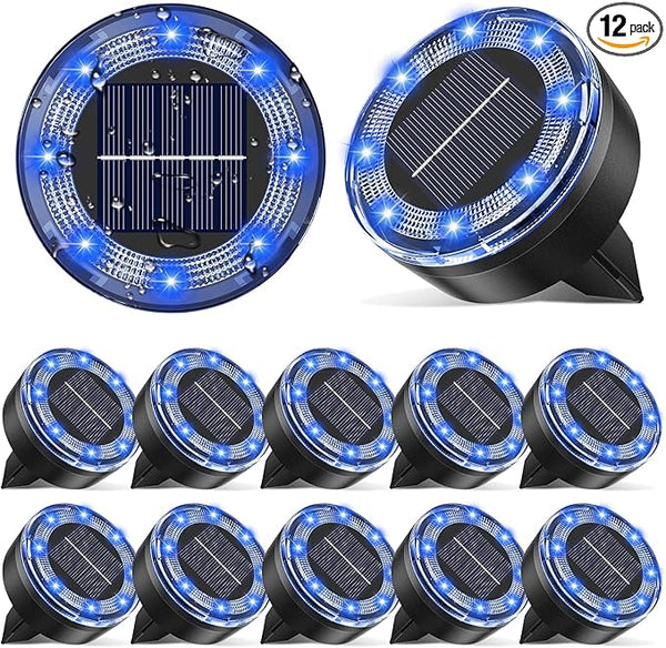 Mini Solar Ground Lights, 12 Pack Solar Lights Outdoor Waterproof, Upgraded LED Flat Landscape Lighting for Outside | Lumora