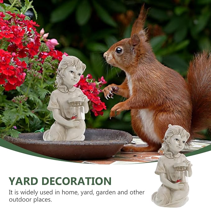 Solar Lawn Light Human Doll Statue Decorative Garden Light Outdoor Waterproof Solar Powered Yard Sculpture for Pathway and Home
