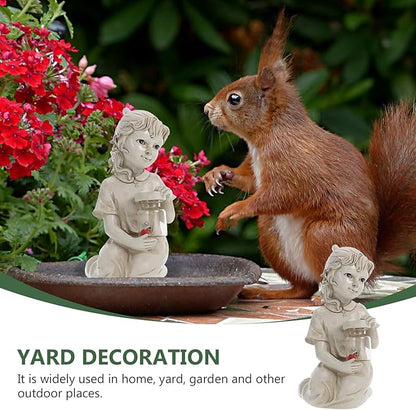 Solar Lawn Light Human Doll Statue Decorative Garden Light Outdoor Waterproof Solar Powered Yard Sculpture for Pathway and Home