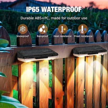 Solar Fence Lights, 8-Pack Solar Deck Lights Outdoor IP65 Waterproof, Fence Light Solar Powered for Fence, Deck, Porch, Backyard, Pathway, Garden - 8 Colors, RGB