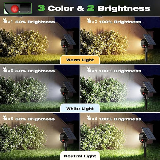nipify 4 Pack Solar Lights Outdoor Waterproof, 3 CCT Solar Spot Lights with 2 Brightness Landscape Spotlights for Outside Garden Yard Trees