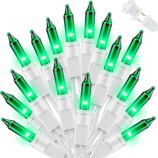 LAMPHOME Christmas String Light,100 Count Incandescent Mini String Light in 19.6ft,Indoor/Outdoor 120V UL Certified Mini Light for Christmas,Wedding,Patio Lawn,Home,Garden,Party (Green)