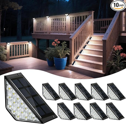Solar Step Lights for Outside, Solar Stair Lights Outdoor Waterproof, Deck Step Lights for Fence, Patio, Yard, Porch, Front Door, Sidewalk, Garden, Patio Decor (10, Cool White)