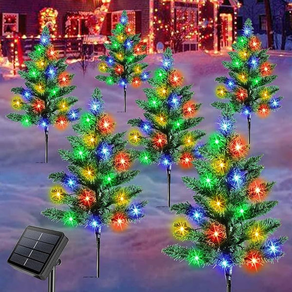 Homeleo 6-Pack Solar Small Christmas Trees for Outdoor Decorations, 120 LED Artificial Prelit Christmas Tree, Solar | Lumora