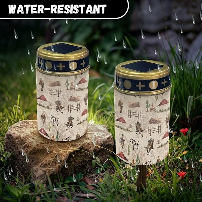 ZOUTAIRONG Western Cowboy Solar Light for Cemetery Grave Solar Garden Lights Solar Lights Outdoor Waterproof Powered Solar Pathway Lights Outdoor Cemetery Solar Lights for Grave Solar Lights